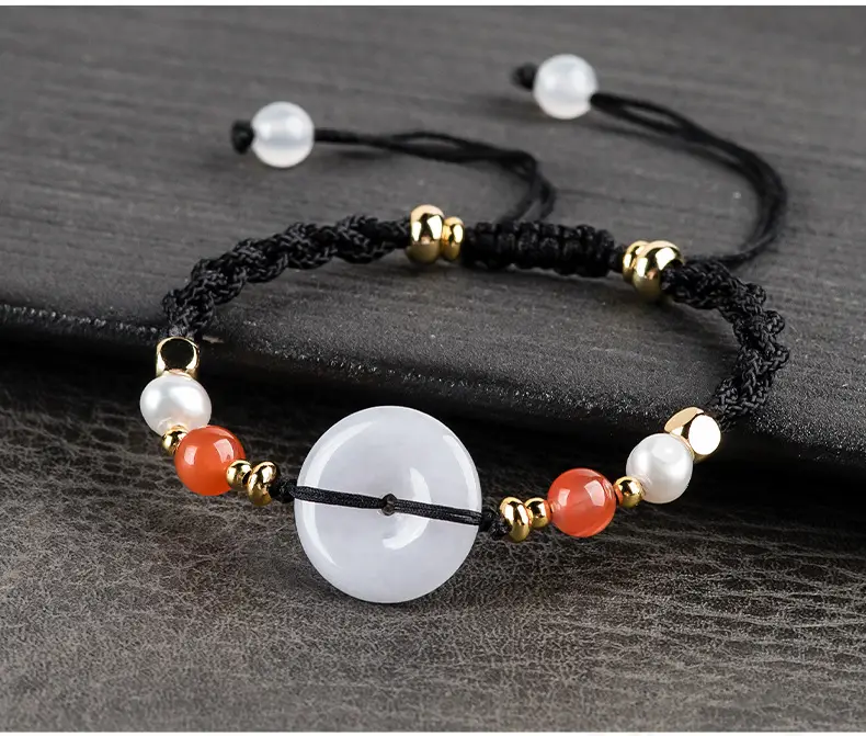 Jade Safety Buckle Bracelet Women Red White — feature 5
