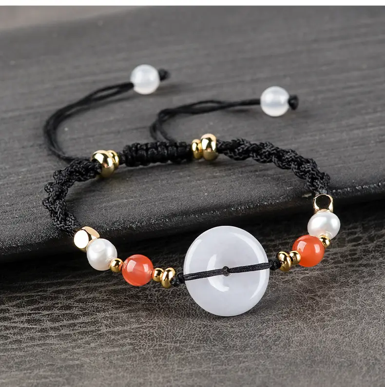 Jade Safety Buckle Bracelet Women Red White — feature 9