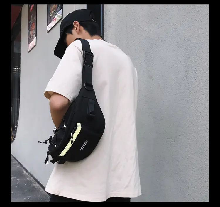 Men's Green Nylon Waist Crossbody Bag with Logo Print — feature 11
