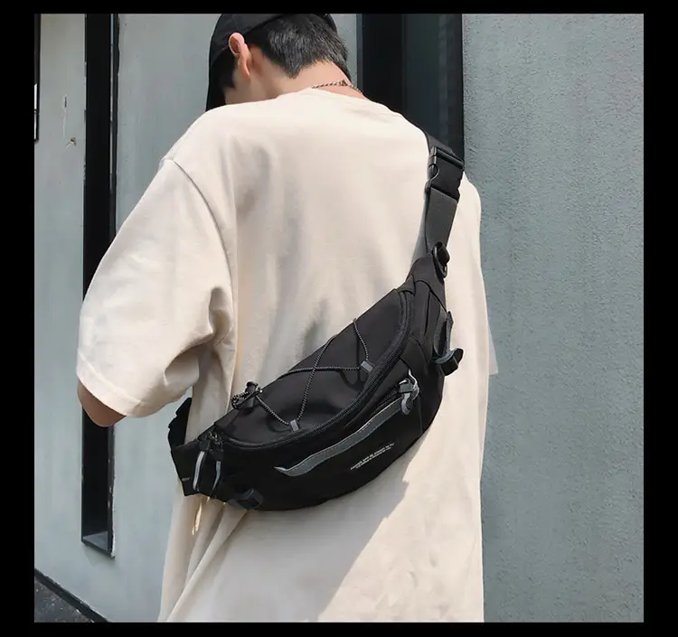 Men's Green Nylon Waist Crossbody Bag with Logo Print — feature 13