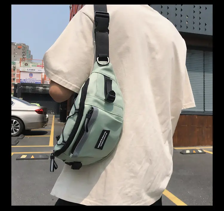 Men's Green Nylon Waist Crossbody Bag with Logo Print — feature 16