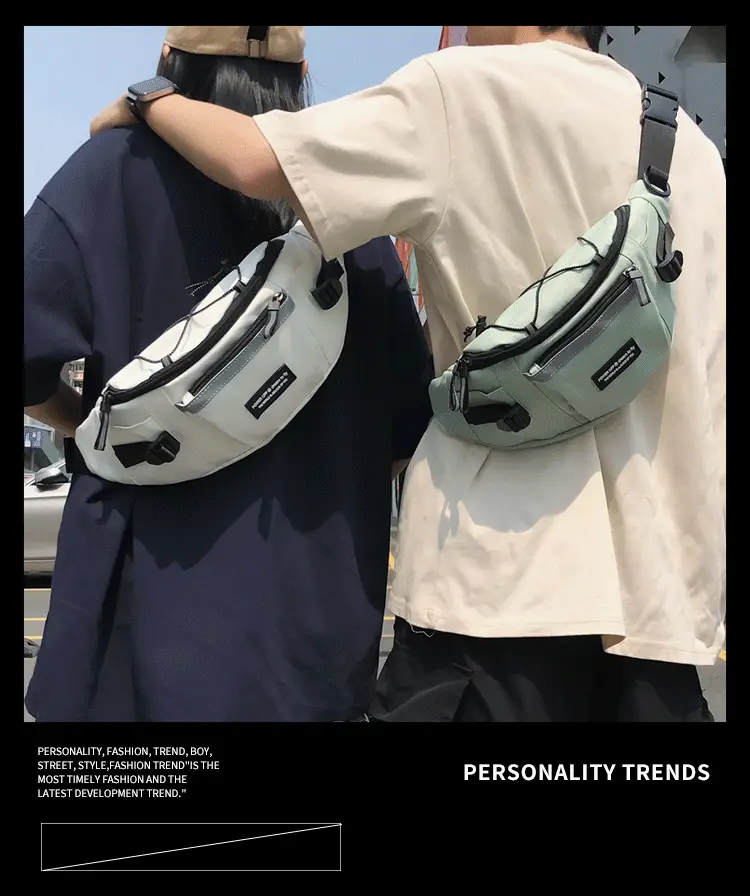 Men's Green Nylon Waist Crossbody Bag with Logo Print — feature 2