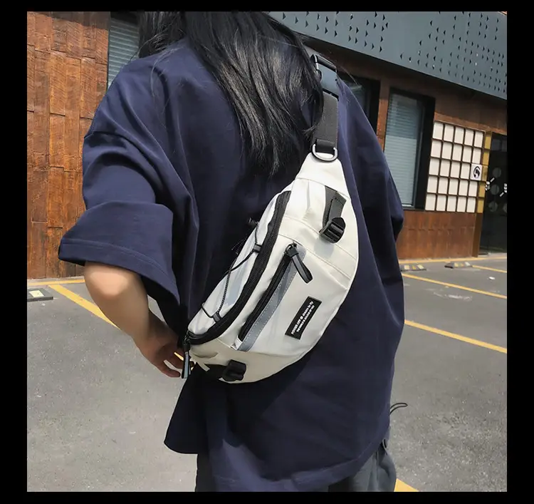 Men's Green Nylon Waist Crossbody Bag with Logo Print — feature 20