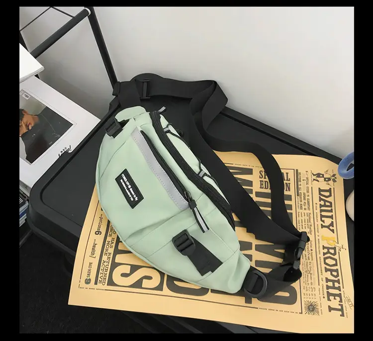 Men's Green Nylon Waist Crossbody Bag with Logo Print — feature 26
