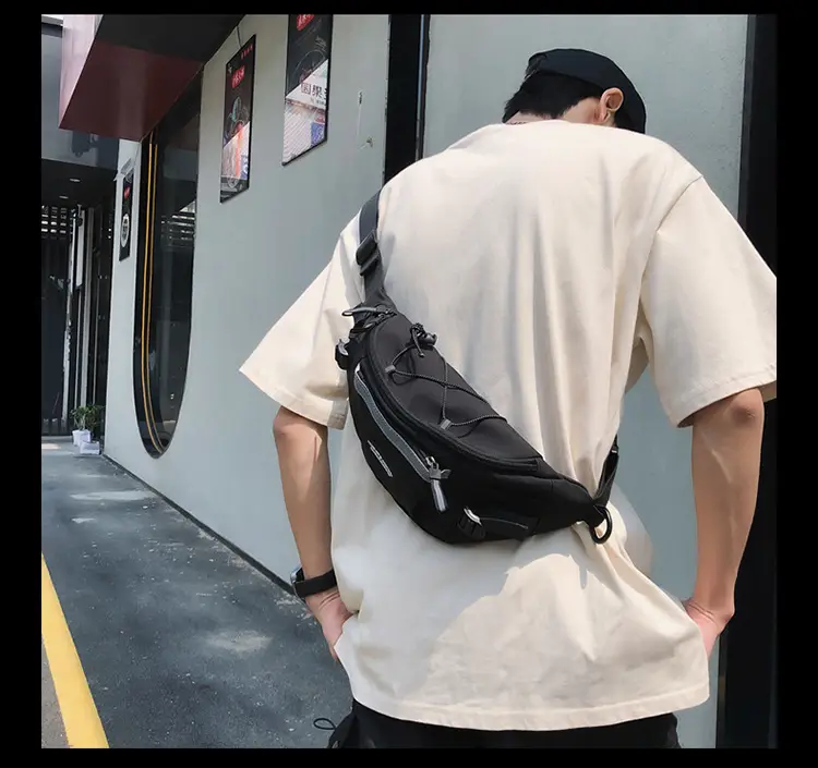 Men's Green Nylon Waist Crossbody Bag with Logo Print — feature 8