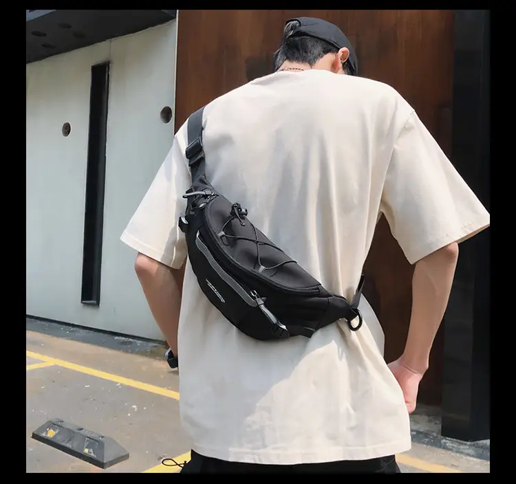 Men's Green Nylon Waist Crossbody Bag with Logo Print — feature 9