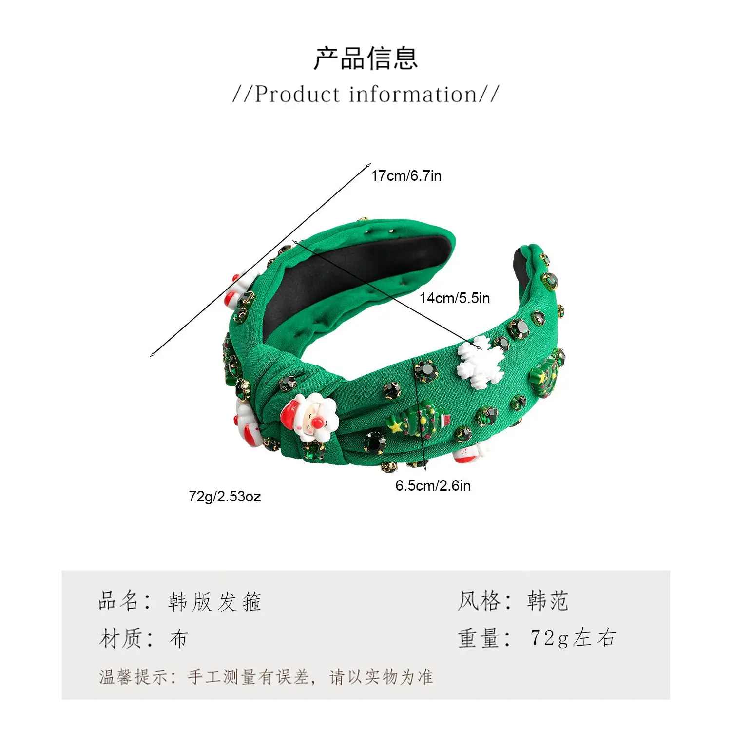 Green Knotted Skull Top Hairpin Headband with Flowers — feature 3