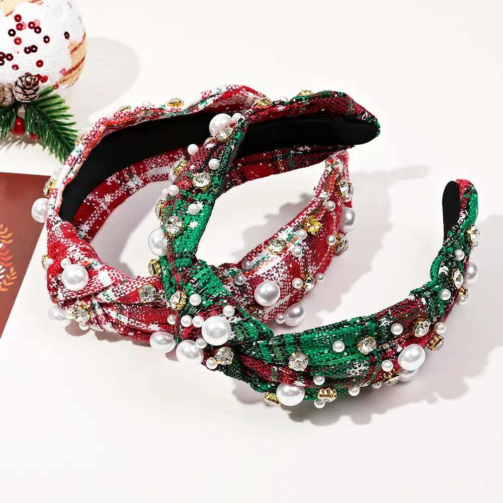 Green Knotted Skull Top Hairpin Headband with Flowers — feature 8