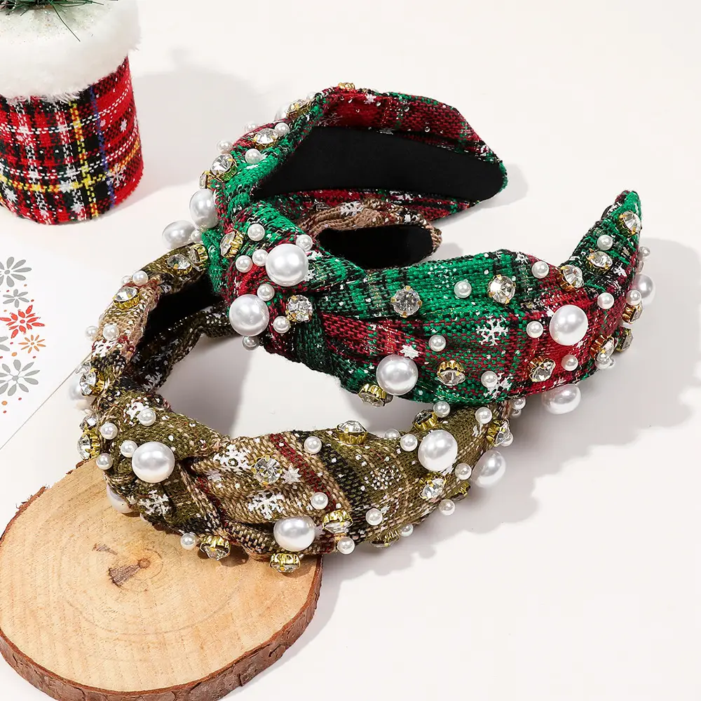 Green Knotted Skull Top Hairpin Headband with Flowers — feature 9
