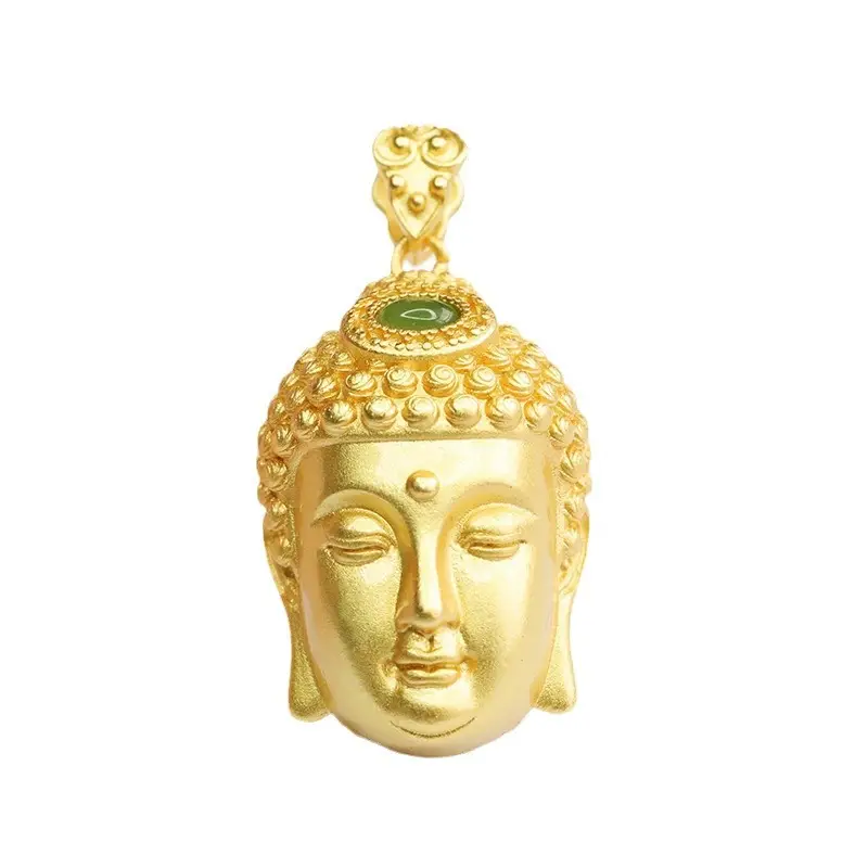 Guan Yu Jade Buddha Necklace Gold Plated - Image 6