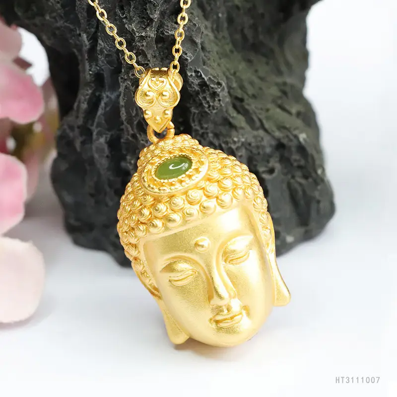 Guan Yu Jade Buddha Necklace Gold Plated — feature 10