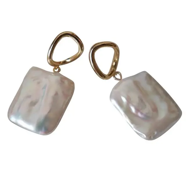 Natural Baroque Pearl Earrings 925 Silver Needle Vintage High-end