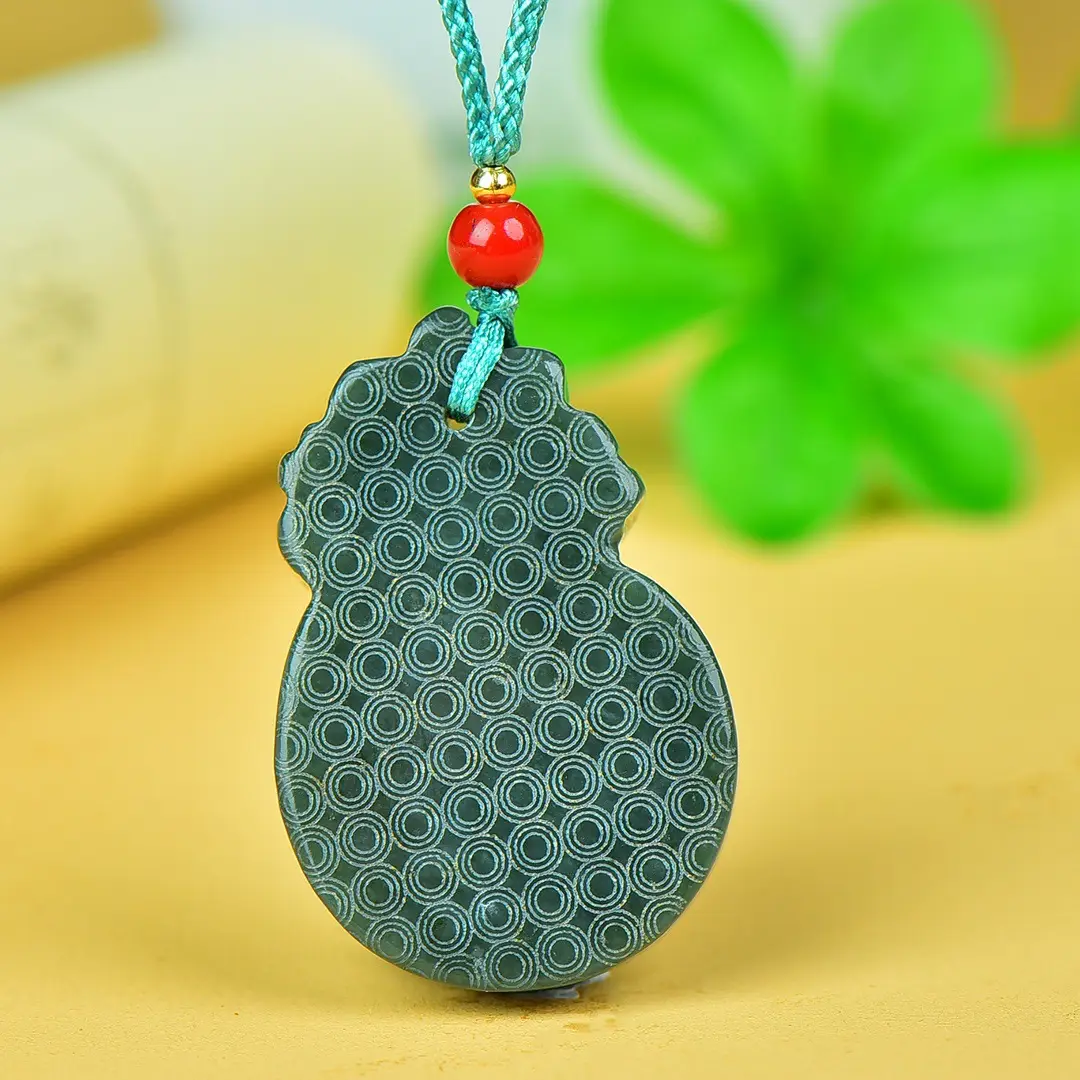 Hetian Jade Antique Dragon Necklace with Red Accents - Image 4