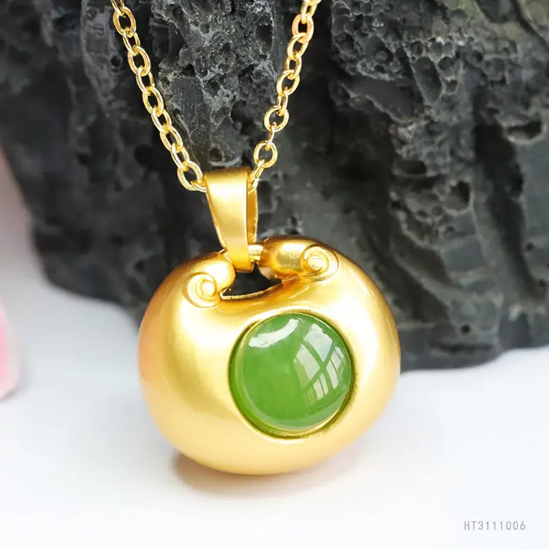 Guan Yu Jade Pendant with Emerald Stone - Image 6