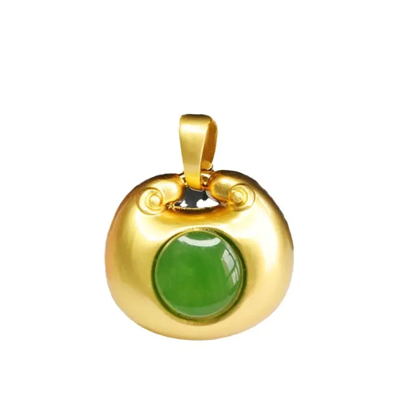 Guan Yu Jade Pendant with Emerald Stone - Image 7