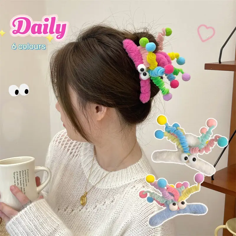 Plush Rainbow Twist Stick Hair Clip for Girls - Image 17