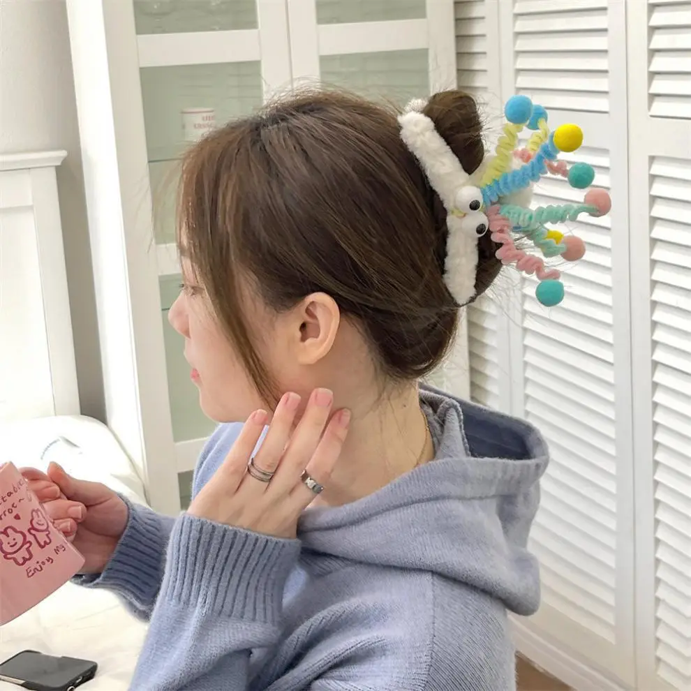 Plush Rainbow Twist Stick Hair Clip for Girls — feature 12