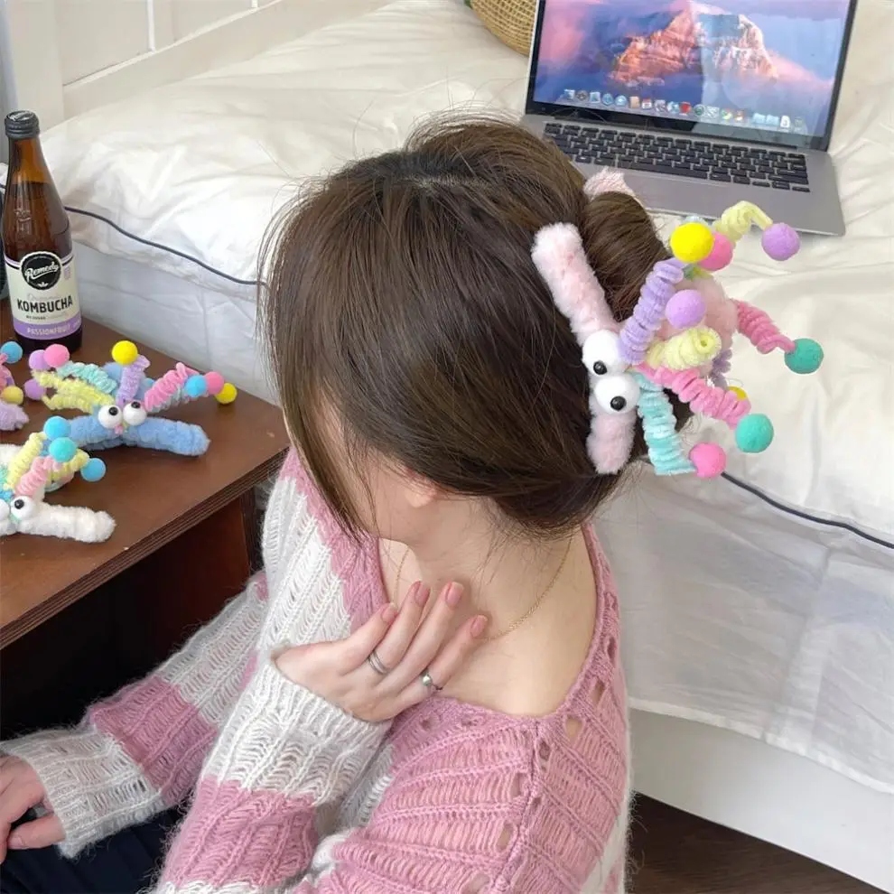 Plush Rainbow Twist Stick Hair Clip for Girls — feature 7