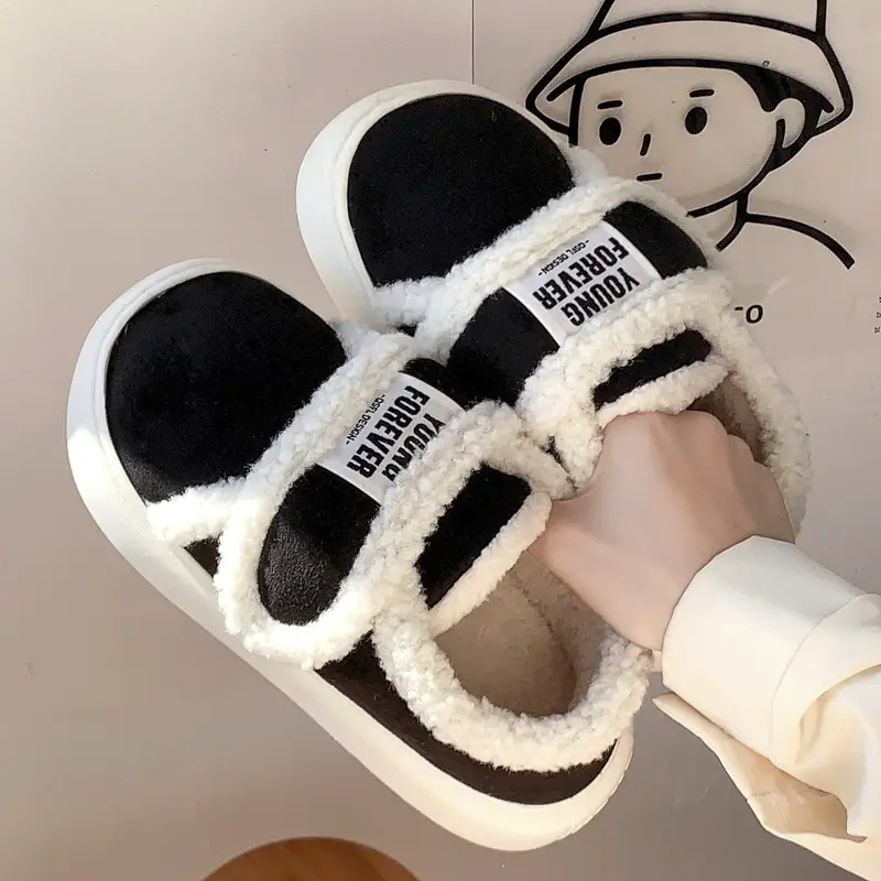 European-Style Retro Cotton Shoes for Women, Suitable for Outdoor Wear, Fully Enclosed Heel, Autumn and Winter Indoor Warm Home Slippers, Fleece-Lined, Non-Slip Maternity Shoes, Cross-Border - Image 4