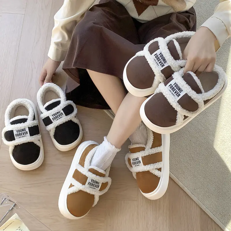 European-Style Retro Cotton Shoes for Women, Suitable for Outdoor Wear, Fully Enclosed Heel, Autumn and Winter Indoor Warm Home Slippers, Fleece-Lined, Non-Slip Maternity Shoes, Cross-Border - Image 5