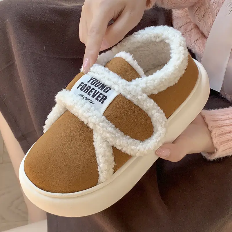European-Style Retro Cotton Shoes for Women, Suitable for Outdoor Wear, Fully Enclosed Heel, Autumn and Winter Indoor Warm Home Slippers, Fleece-Lined, Non-Slip Maternity Shoes, Cross-Border - Image 6