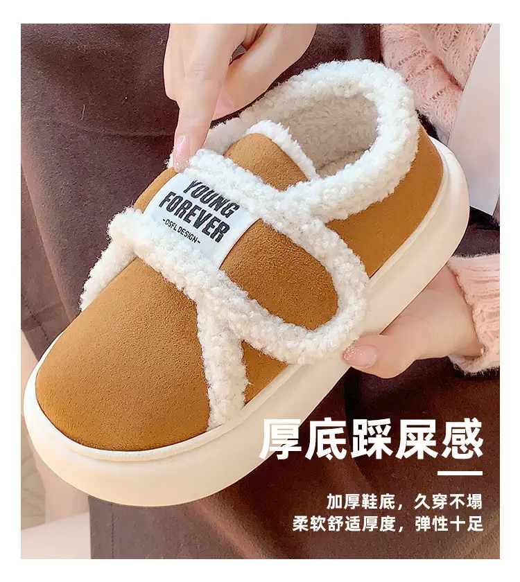 European-Style Retro Cotton Shoes for Women, Suitable for Outdoor Wear, Fully Enclosed Heel, Autumn and Winter Indoor Warm Home Slippers, Fleece-Lined, Non-Slip Maternity Shoes, Cross-Border — feature 13