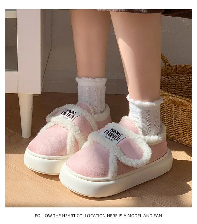 European-Style Retro Cotton Shoes for Women, Suitable for Outdoor Wear, Fully Enclosed Heel, Autumn and Winter Indoor Warm Home Slippers, Fleece-Lined, Non-Slip Maternity Shoes, Cross-Border — feature 4