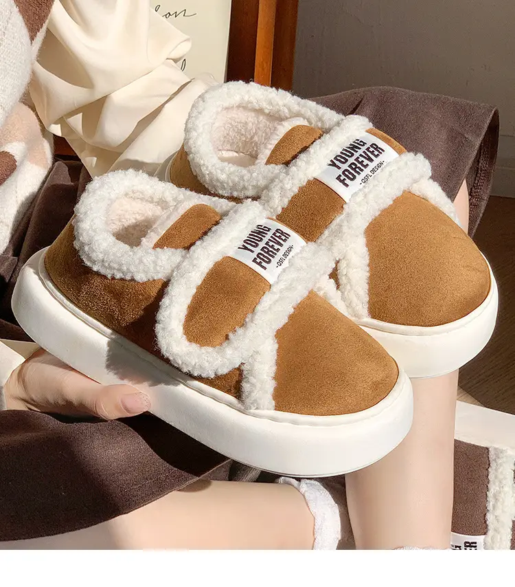 European-Style Retro Cotton Shoes for Women, Suitable for Outdoor Wear, Fully Enclosed Heel, Autumn and Winter Indoor Warm Home Slippers, Fleece-Lined, Non-Slip Maternity Shoes, Cross-Border — feature 6