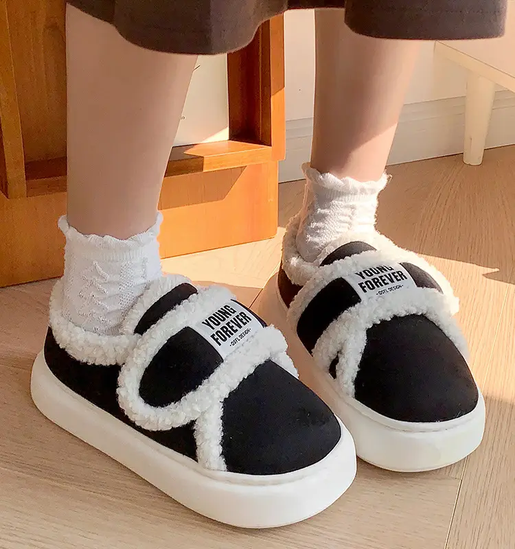 European-Style Retro Cotton Shoes for Women, Suitable for Outdoor Wear, Fully Enclosed Heel, Autumn and Winter Indoor Warm Home Slippers, Fleece-Lined, Non-Slip Maternity Shoes, Cross-Border — feature 9