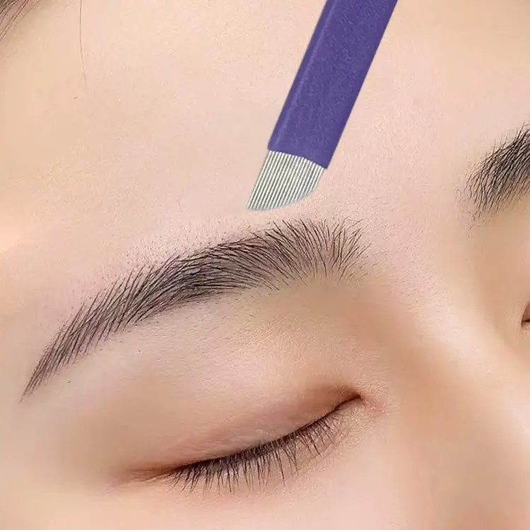 Purple Leather Eyebrow Embroidery Needle 0.15mm - Image 4