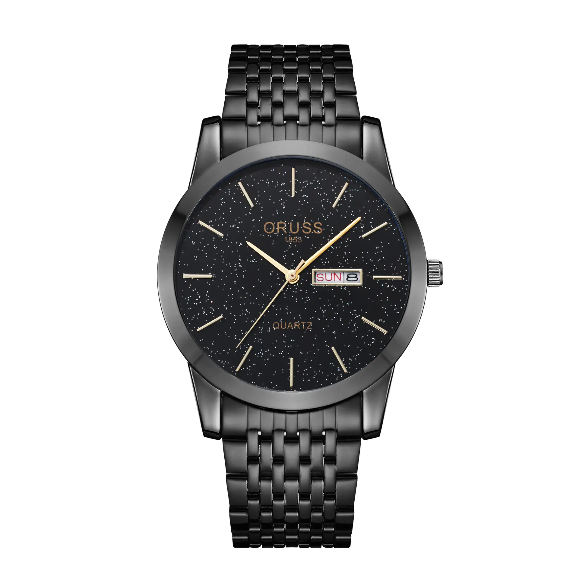 Men's Black Quartz Calendar Watch with Mesh Band - Image 8
