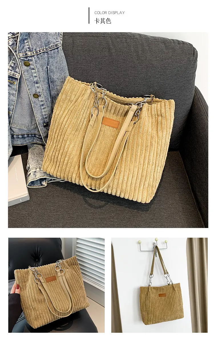 Green Velvet Shoulder Bag for Women Large Capacity — feature 12
