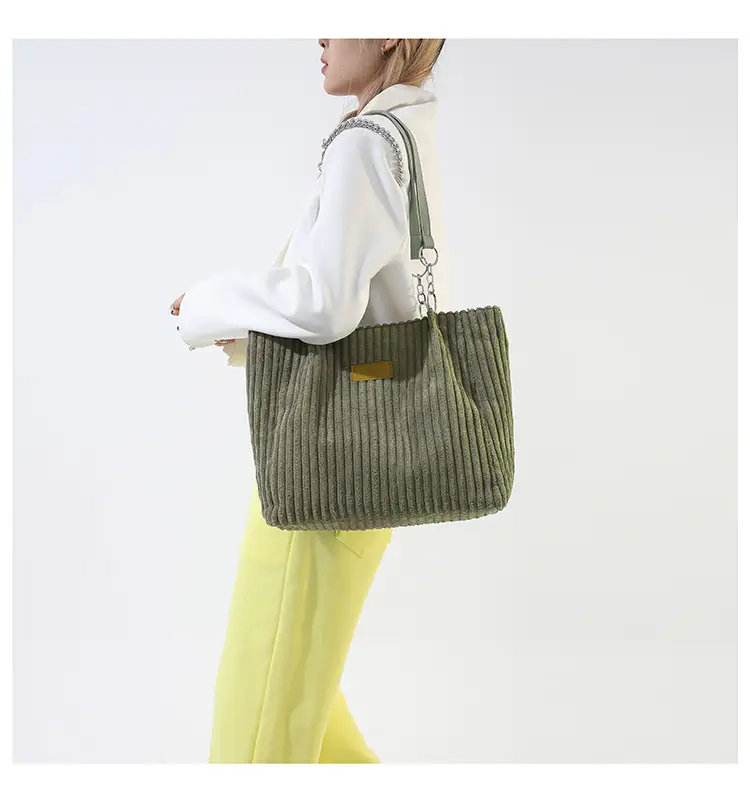Green Velvet Shoulder Bag for Women Large Capacity — feature 18