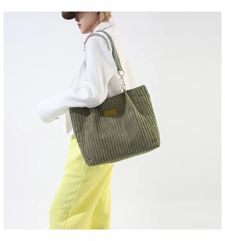 Green Velvet Shoulder Bag for Women Large Capacity — feature 19