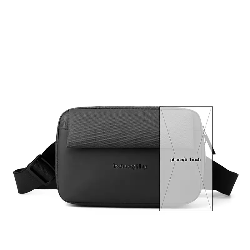 Men's Lightweight Korean Messenger Bag Black Multi Layer — feature 17