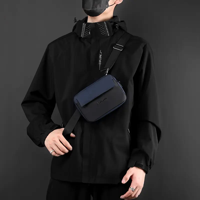 Men's Lightweight Korean Messenger Bag Black Multi Layer — feature 18