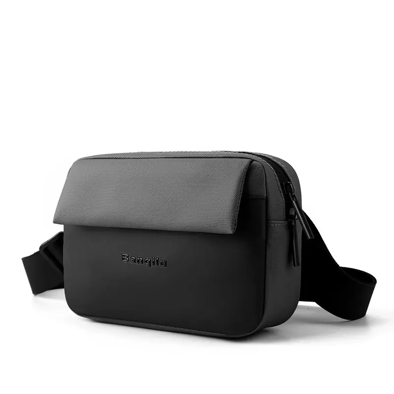 Men's Lightweight Korean Messenger Bag Black Multi Layer — feature 20