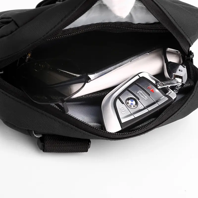 Men's Lightweight Korean Messenger Bag Black Multi Layer — feature 6