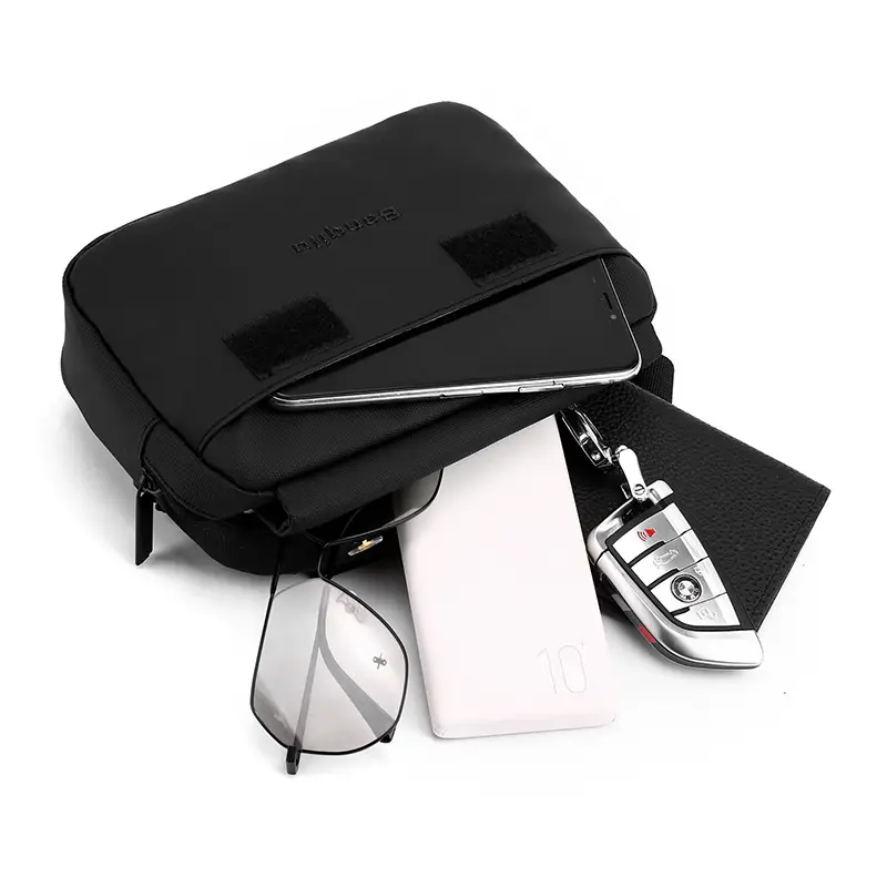 Men's Lightweight Korean Messenger Bag Black Multi Layer — feature 8