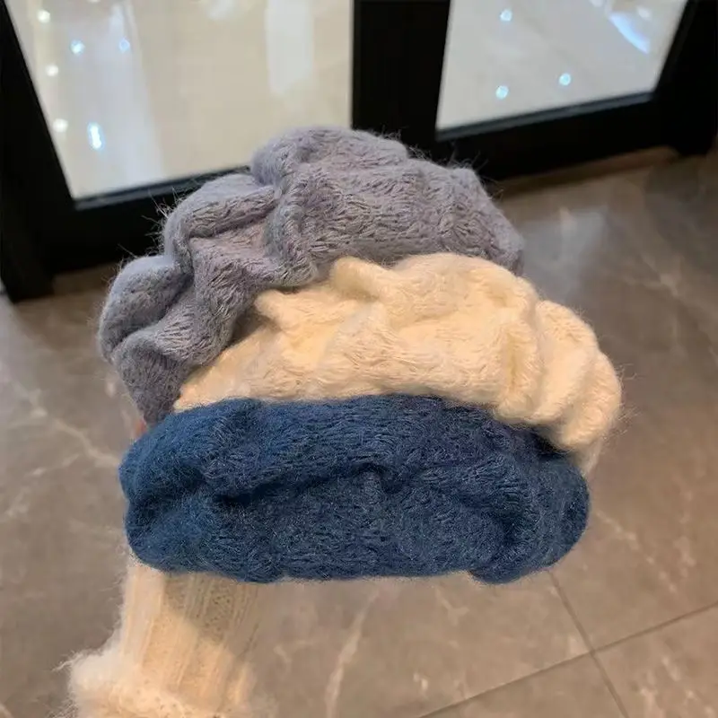 Blue Fleece Faux Fur Headband for Women - Image 9