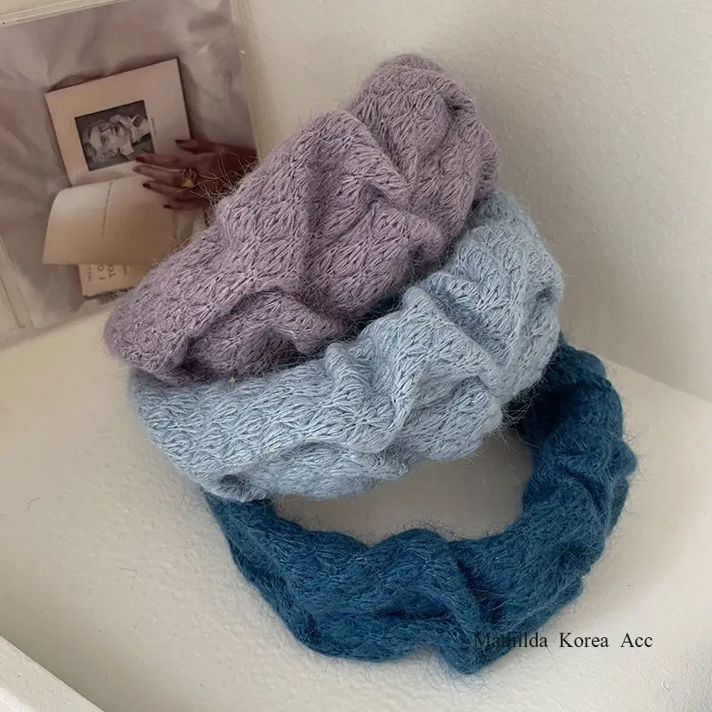 Blue Fleece Faux Fur Headband for Women — feature 3