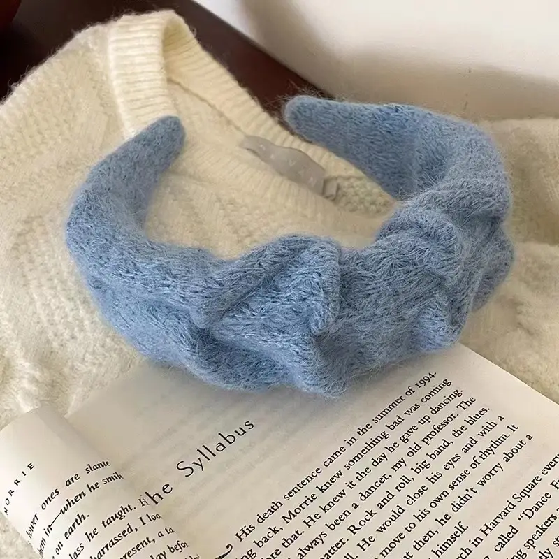 Blue Fleece Faux Fur Headband for Women - Image 4