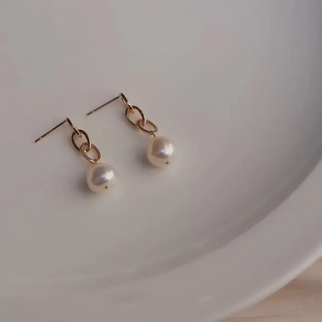 Pearl Earrings with Silver Needle for Women - Image 3