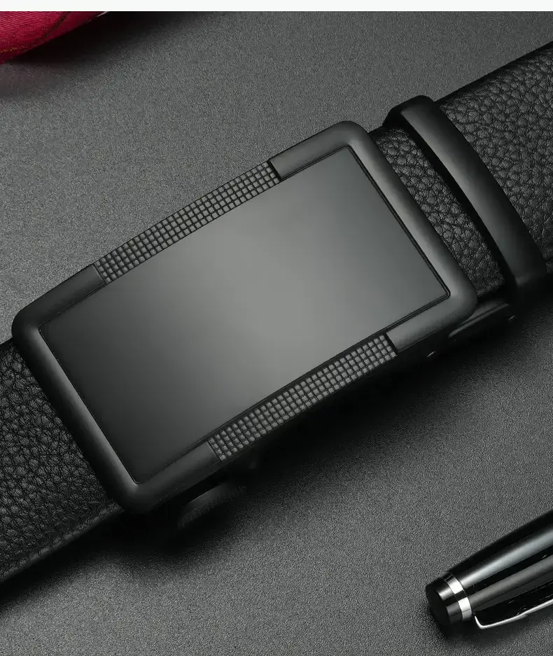 New Men's Leather Belt with Automatic Buckle — feature 14