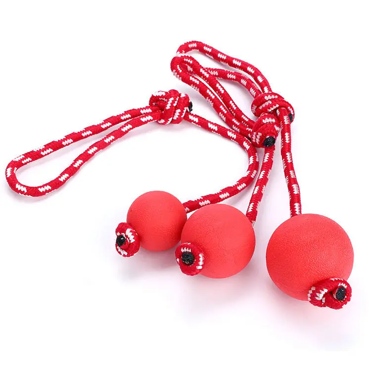 Dog training ball pet bite-resistant ball solid rubber elastic ball rope pet toy with rope elastic ball — feature 9