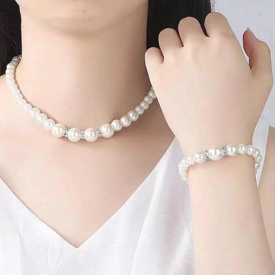 ABS Pearl Jewelry Set for Women Wedding Photo Accessories - Image 4