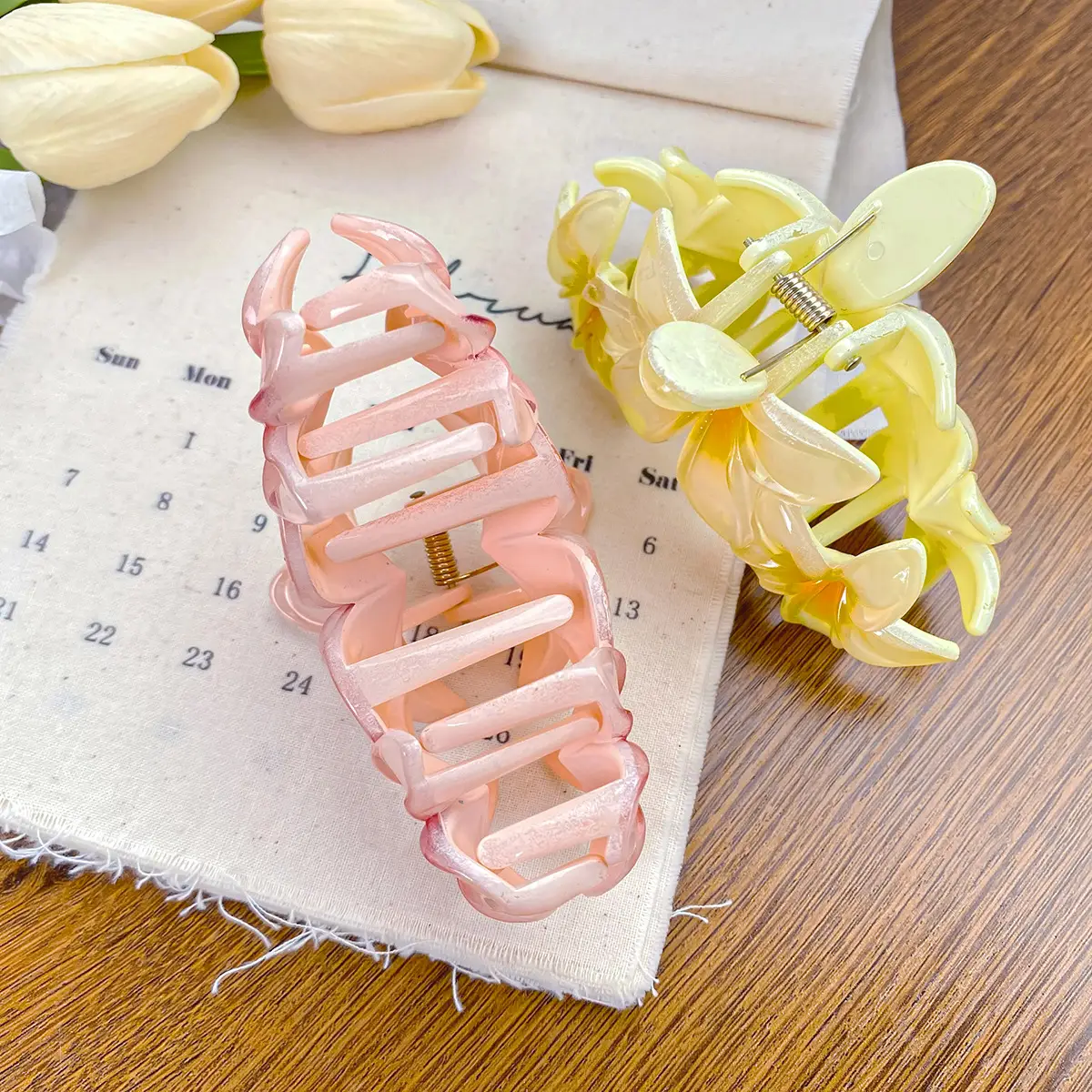 Candy Color Flower Hairclip Large Egg Flower Grab Clip Back of Head Disc Hair Shark Clip Seaside Vacation Hair Accessories Headwear