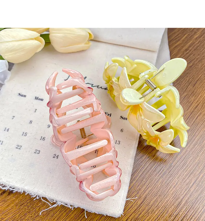 Candy Color Flower Hairclip Large Egg Flower Grab Clip Back of Head Disc Hair Shark Clip Seaside Vacation Hair Accessories Headwear — feature 10