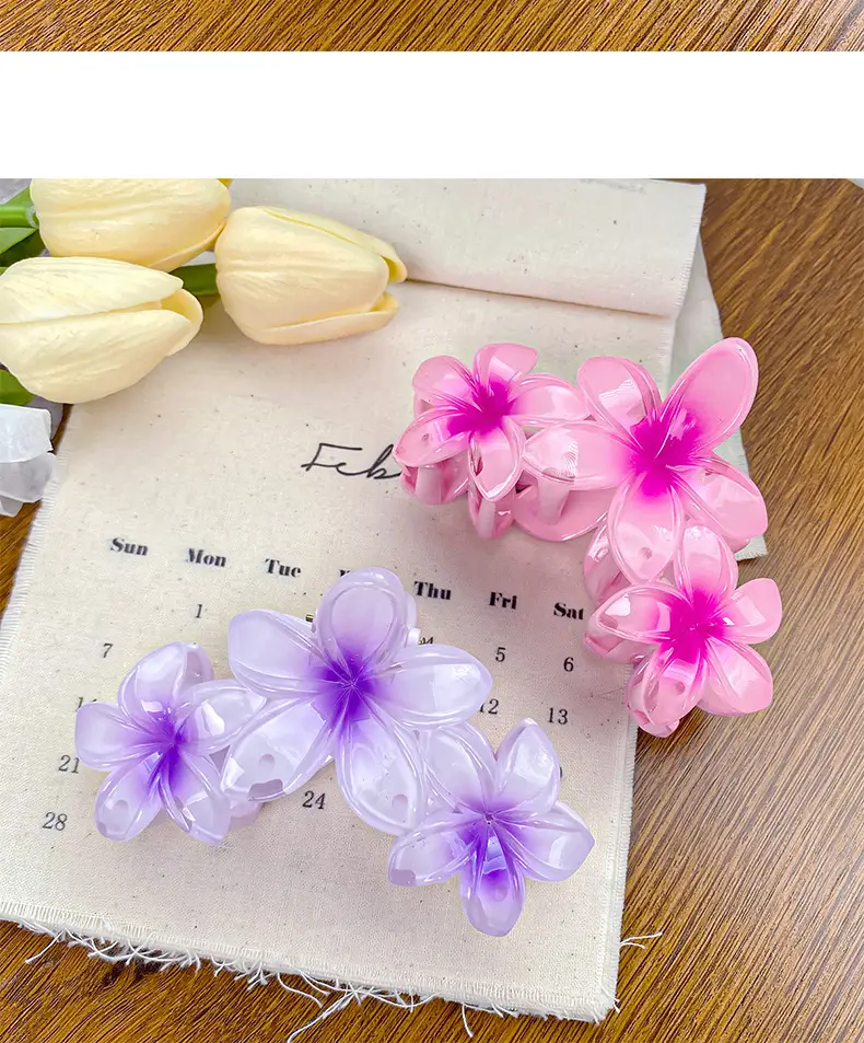 Candy Color Flower Hairclip Large Egg Flower Grab Clip Back of Head Disc Hair Shark Clip Seaside Vacation Hair Accessories Headwear — feature 11