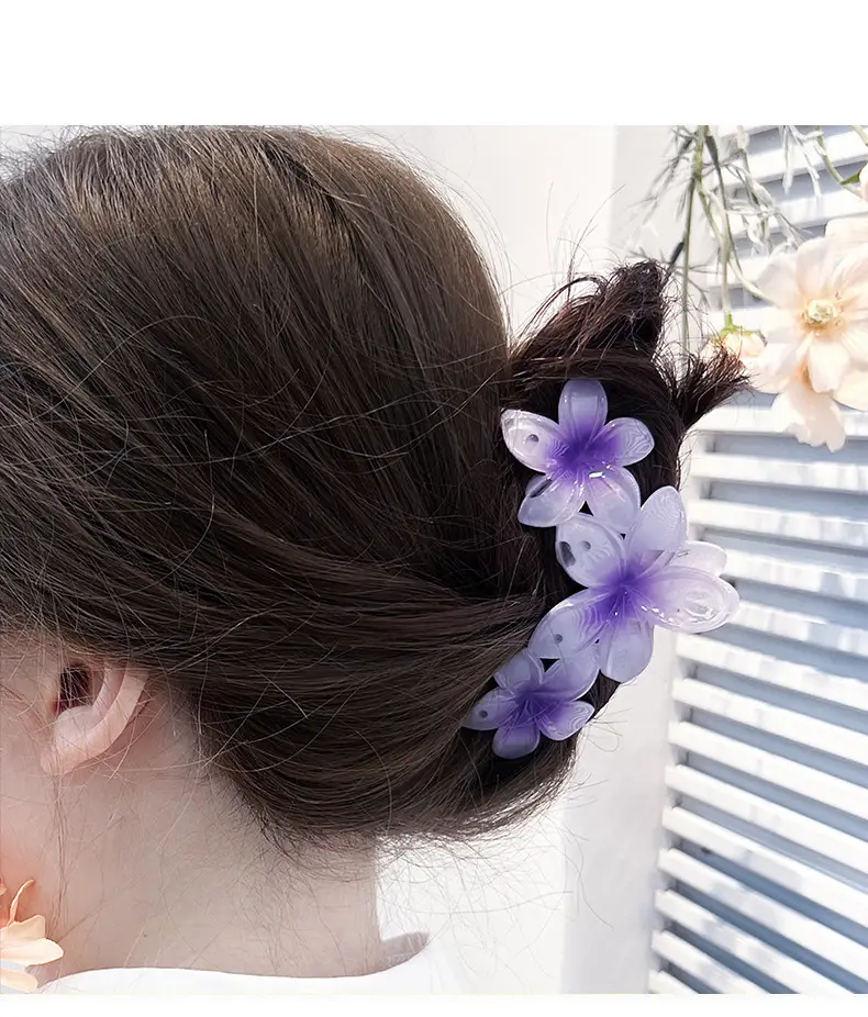 Candy Color Flower Hairclip Large Egg Flower Grab Clip Back of Head Disc Hair Shark Clip Seaside Vacation Hair Accessories Headwear — feature 12